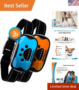 Dog Bark Collar 2 Pack Nylon Adjustable No Shock Anti Barking Training Device - Picture 1 of 8