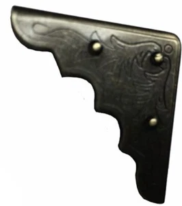 Antico angolo scatola decorativa in ottone - inciso (singolo) - 1-1/4" - Foto 1 di 5