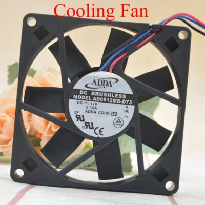 ADDA AD0812MB-D73 12V 0.15A 8015 8CM 3-wire Cooling Fan NEW - Image 1 of 4