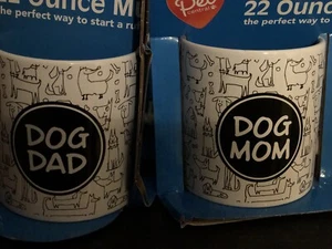DOG Mom, Dog DAD Large 22 oz Mug by Pet Central Perfect Gift Coffee Cups Ceramic - Picture 1 of 8