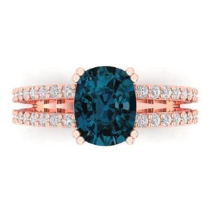 3.48 tcw Cushion Vintage Engagement Ring, 14K Rose Gold Topaz Bridal Gift - Picture 1 of 15