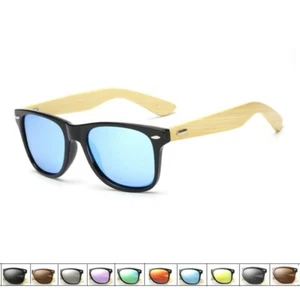 10 Colors Lense Wooden Sunglasses Wood Men Women Retro Vintage Polarized Glasses - Picture 1 of 14