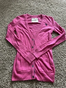 Abercrombie Kids Girls Pink Long Sleeve Button Up Cardigan Preppy Size XL V-Neck - Picture 1 of 13