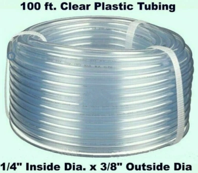 Clear Plastic Tubing 100' Roll 1/4" Inside Dia. x 3/8" Outside Dia Flexible - Image 1 of 4