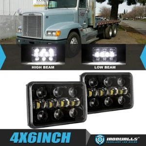 For Freightliner FLD120 FLD112 2x DOT Black Sealed LED Headlights High-Low Beam - Picture 1 of 12