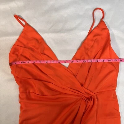 Vestido midi cami lateral drapeado satinado en naranja talla US 10 UK 14 ASOS Foto 1 de 3