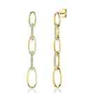 14K Yellow Gold Diamond Chain Link Earrings Drop Dangle Natural Round Cut 0.50Ct