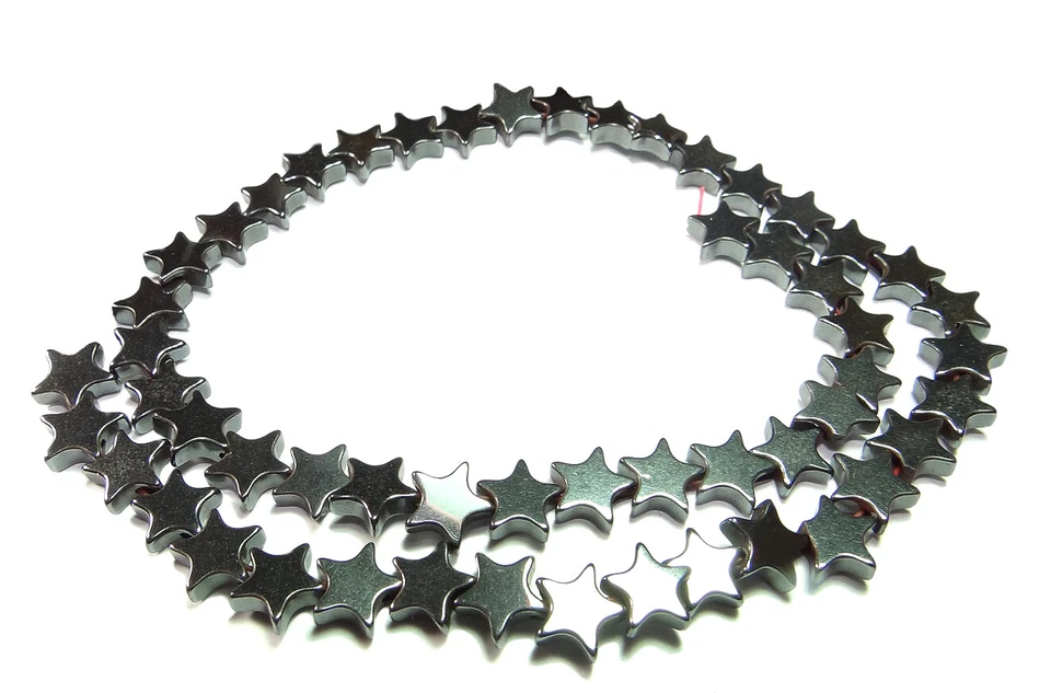 😏 Hämatit Perlen Sterne 10 mm Perlen Strang f. Kette u.a. Schmuckherstellung 😉 - Bild 1 von 1