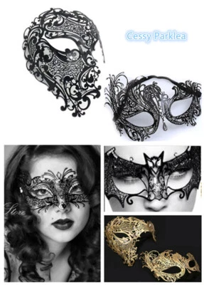 Luxury Couples Metal Venetian Masquerade Masks Rhinestone Detail - Image 1 of 4