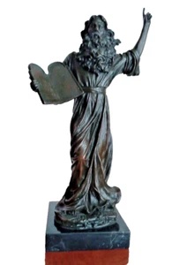 Statua in bronzo Miguel Fernando Lopez - Mosè su base in marmo - firmata Milo 37 cm - Foto 1 di 11