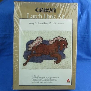 Vintage 1979 Caron Merry Go Round Pony Latch Hook Kit 27x20 Running Horse K3154 - Picture 1 of 9