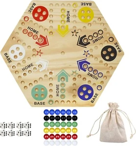 Original Marble Game Wahoo Board Game 16-Inch Double Side Painted Wooden Fast Tr - Picture 1 of 4