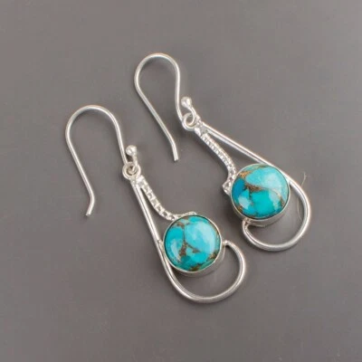Turquoise Gemstone 925 Sterling Silver Beautiful Earring Birthday Gift For Love - Image 1 of 4