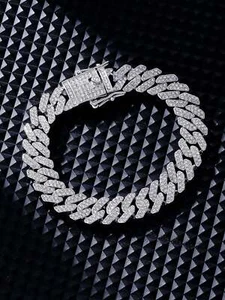 1pc Full Cubic Zirconia Decor Chain Bracelet for Men Jewelry for Men Gift for - Picture 1 of 3