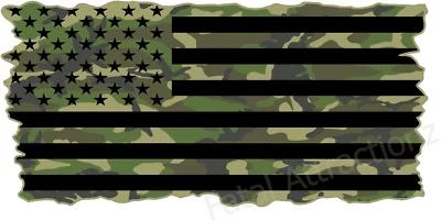 FATAL ATTRACTIONZ Camo American Flag Vinyl Decal sticker army military