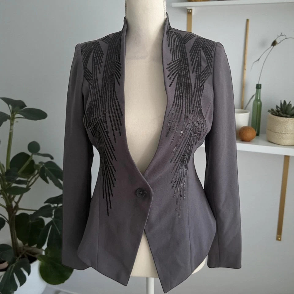 Chaqueta Blazer IMAN Gris Lentejuelas Adornada Talla XS NUEVA SIN ETIQUETAS Foto 1 de 4