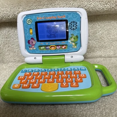 LeapFrog 2-in-1 LeapTop Touch Learning Game Kids Laptop - Green Tablet. Works - Image 1 of 4