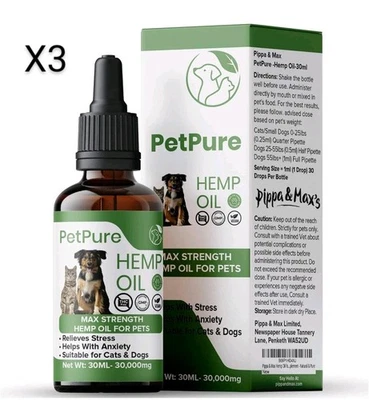 X3 Pippa & Max Hemp Oil for Dogs and Cats & Pets - 50,000MG 50ml