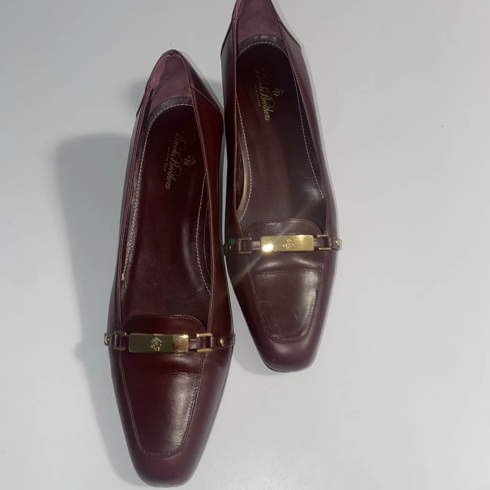 Винтажные женские бордовые кордованские кожаные туфли на низком каблуке Brooks Brothers 6,5  - Изображение 1 из 4