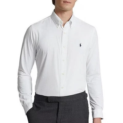 Polo Ralph Lauren Classic Fit Button Down Performance Dress Shirt M White Poly - Image 1 of 4