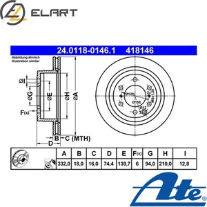 2x BRAKE DISC 24.0118-0146.1 FOR MITSUBISHI PAJERO/IV/Van/CLASSIC 4M41 3.2L 6cyl - Picture 1 of 7