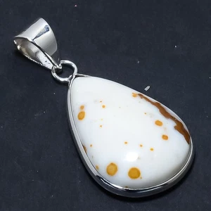 Polka Dote Agate Gemstone 925 Solid Sterling Silver Jewelry Pendant 1.62" U702 - Picture 1 of 2