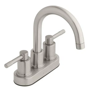 Axel 4 in. Centerset Double-Handle High-Arc Bathroom Faucet in Brushed Nickel - Picture 1 of 7