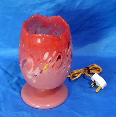 Vintage schottische Vasart Kunst Glas Tisch Tulpe Lampe sehr guter Zustand 1940er Original Aufkleber - Bild 1 von 4