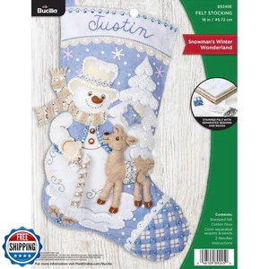 Bucilla 89245E Filz Applikation Weihnachten Strumpf Kit, Schneemann Winter, 18" - Bild 1 von 5