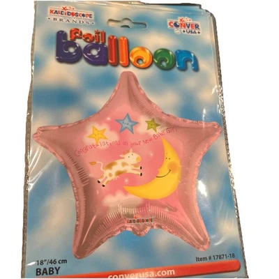 Kaleidoscope 18" Star Shaped Foil Baby girl Cow Jumped Over The Moon Balloon - Image 1 of 2