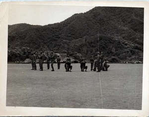 1953 Photo of Soldiers Marching On Coastal Dune Ridge Overlook - Picture 1 of 2