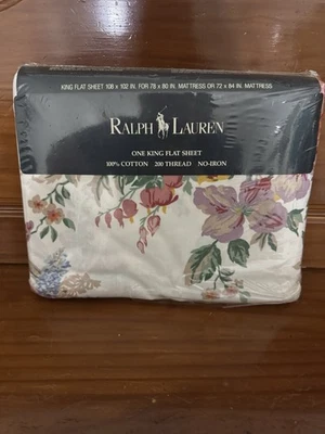 Sábana plana Ralph Lauren Home South Hampton multi/floral King 100 % algodón Foto 1 de 2