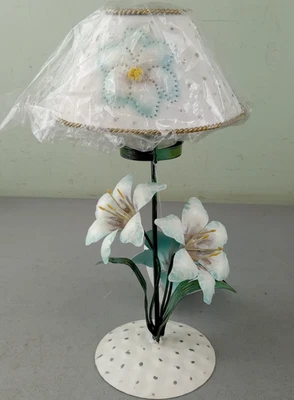 NWT HOME INTERIORS Metal Flower Floral Sculpture Votive Candle Holder Lamp NEW - Image 1 of 4