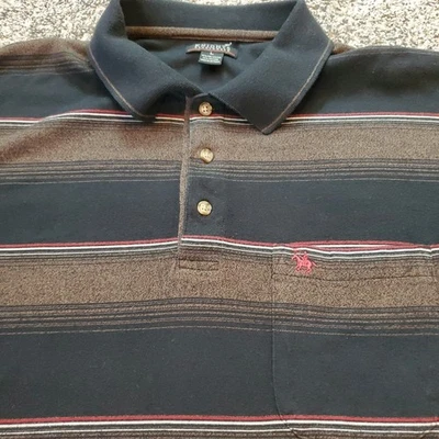 Polo de Colección Caballeros Ropa Deportiva para Hombres Grande Negro Bronce Rayas Bolsillo Y2K 00s Foto 1 de 4