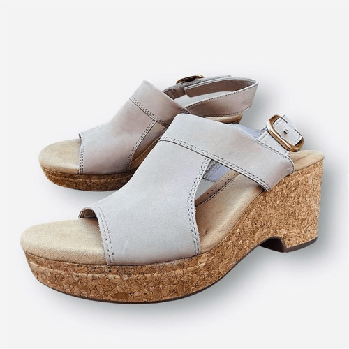 Sandali donna Clarks Giselle rosa zeppa beige taglia 8 5 estivi casual