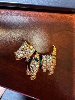 Vtg Kenneth Jay Lane KJL Signed Rhinestone Scottie Terrier Dog Pin Brooch - Image 1 of 2