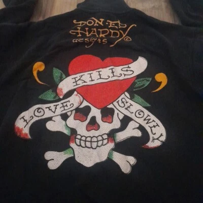 Don Ed Hardy Christian Audigier Mens New York Vintage Skull Love Gems Jacket  - Image 1 of 4