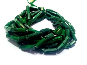 PERLINE TUBO MALACHITE TUBO TAGLIO SFACCETTATO 5X7-6X14MM GEMMA SCIOLTA 9" POLLICI 1 FILO - Foto 1 di 10