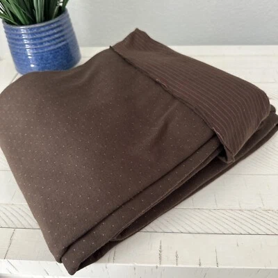 Tela de spandex de poliéster con puntos y rayas marrones de doble cara de doble cara de 3 yardas y 66" de ancho Foto 1 de 4