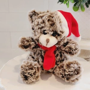 Enesco Soft Teddy Bear Stuffed Animal Toy With Christmas Hat - Picture 1 of 8