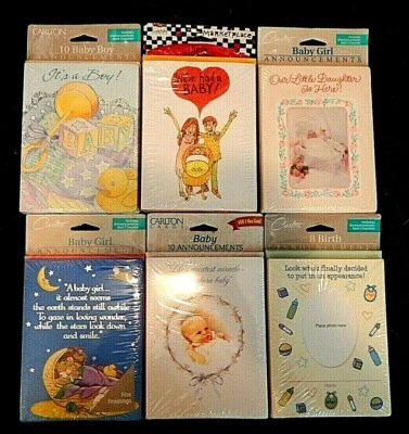 Carlton Cards Birth Announcements Choose 2 pack with Envelopes 8-10 Cards NIB - Image 1 of 4