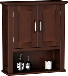 Wood Wall Cabinet with Doors, Medicine Cabinet with Adjustable Shelves over the - Picture 1 of 6