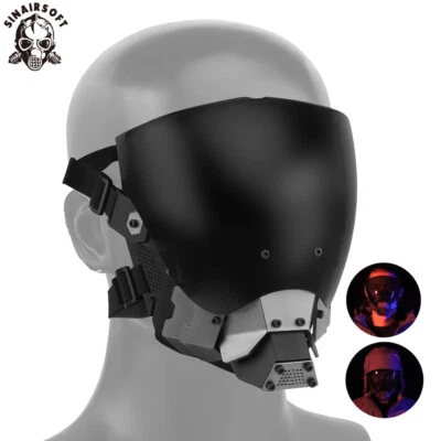 SINAIRSOFT Tactical Half Face Mask Airsoft Protect Halloween Cosplay Props W/ Dark Lens US