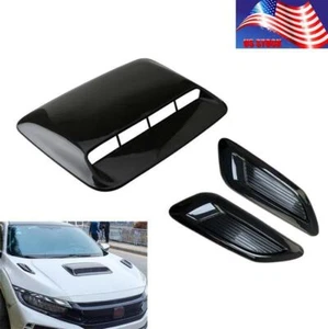 Car Decor Air Flow  Intake Hood Scoop Vent Bonnet Cover Glossy Black Universal" - Picture 1 of 11