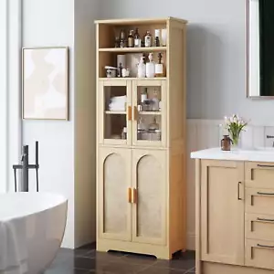Tall Bathroom Storage Cabinet Kitchen Pantry Sideboard Buffet Cupboard Wooden - Picture 1 of 48
