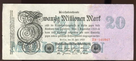 Germany 1923 20,000,000 Mark | Circulated | Pick 97.b | Free Shipping Cover