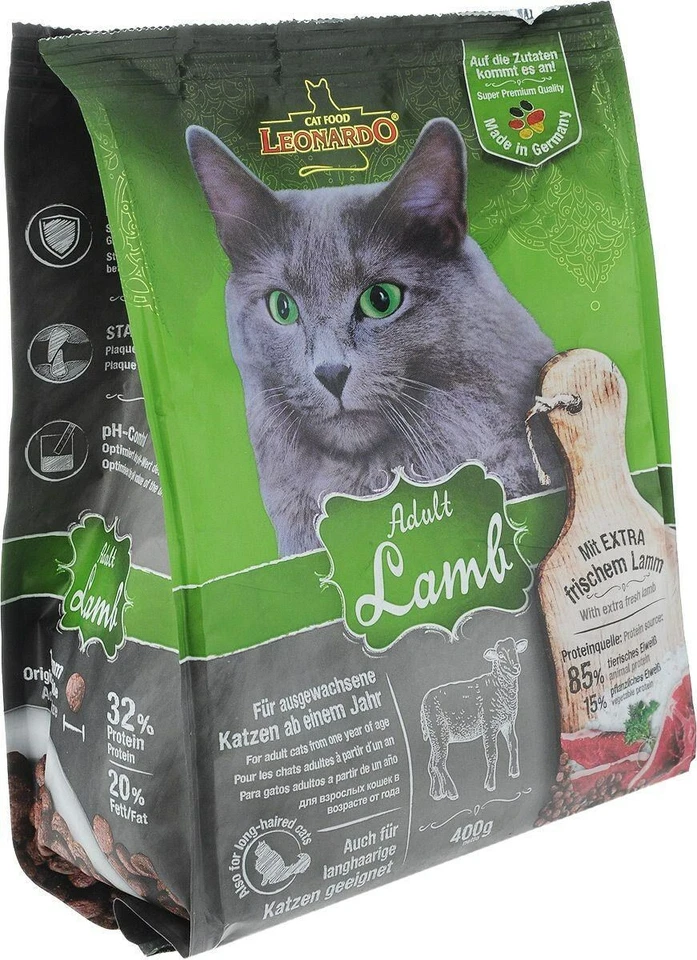 Katzen Trockenfutter - Adult Lamb mit Lamm und Reis 400g - Leonardo Katzenfutter - Bild 1 von 1