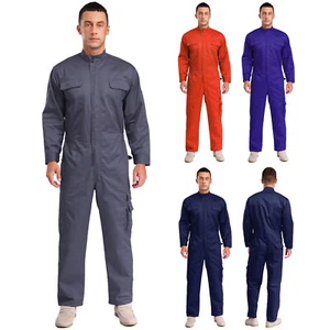 Men Bodysuit Workers Overall Workshop Jumpsuit Garage Rompers Pockets Workwear - Picture 1 of 57