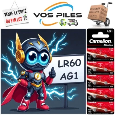 Piles Alcaline 1,5V : AG1 LR60 LR621 164 364 G1 SR60 SR621SW 13 mAh ( Camelion )