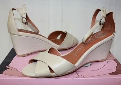 Jeffrey Campbell Trudeau Beige Leather wedge sandals with ankle strap NEW! - Image 1 of 4